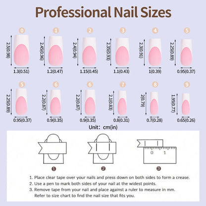 120pcs Pink French Tip Press-On Nails Medium Length Square Shape With Glossy Finish False Nails Full Cover Pre-Shaped Fake Nails Good Vibrations