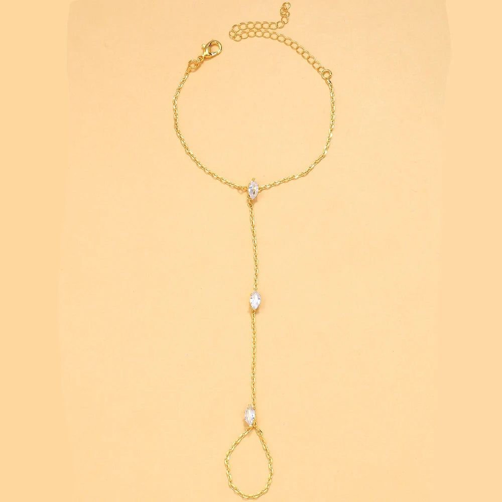 2025 Party Bohemia Rhombus Crystal Bracelet Hand Jewelry for Women Simple Thin Chain Finger Bracelet Jewelry Accessories Gift Good Vibrations