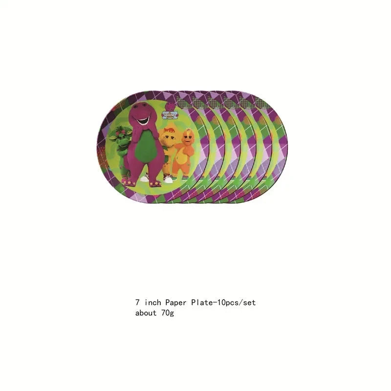 Barney Themed Birthday Party Decorations Disposable Cutlery Plate Tablecloth Cup Balloon Birthday Party Good Vibrations