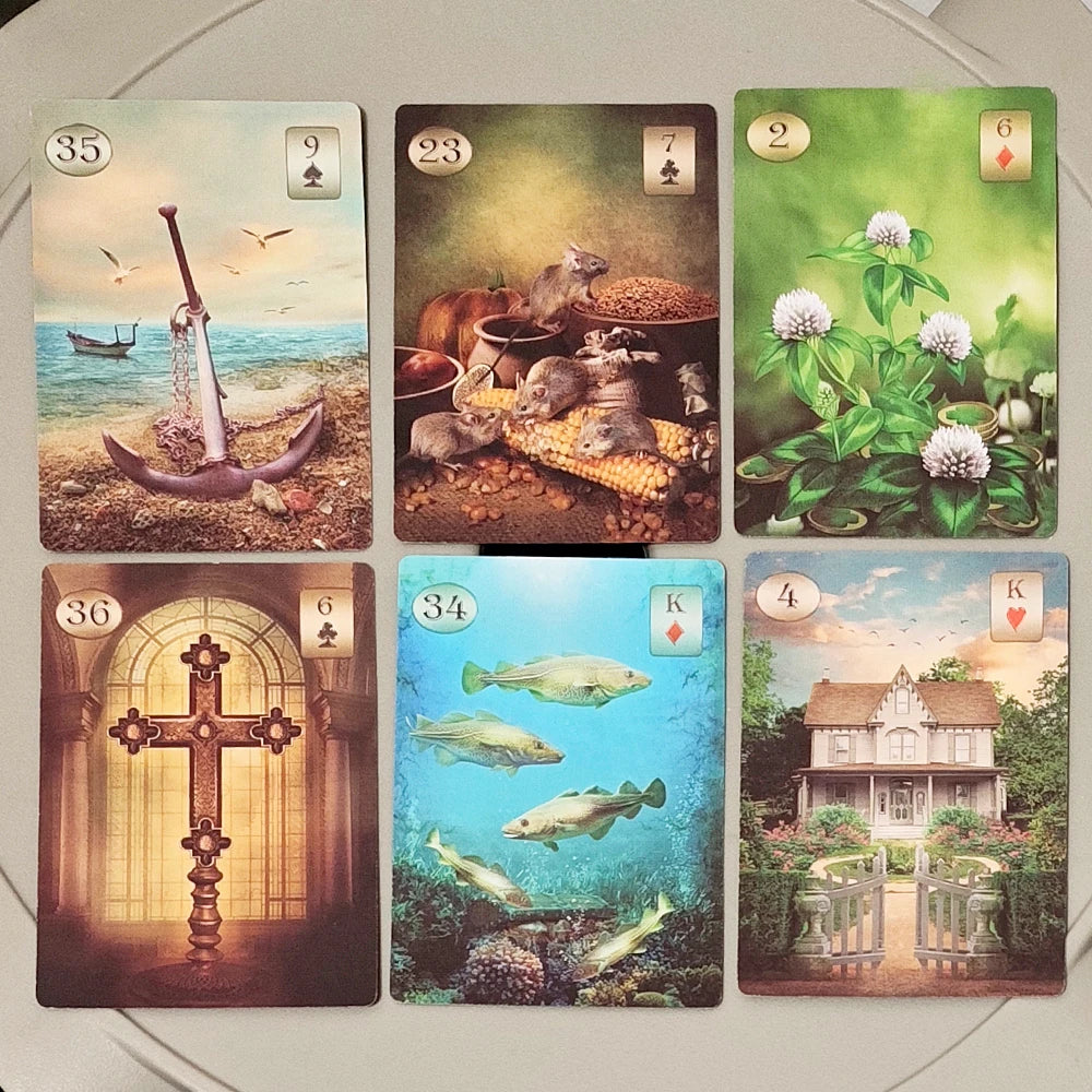 Thelema Lenormand Oracle Deck Double-embossed Cardstock 9*6cm 36 Esoteric Divination Cards for Daily Guidance Good Vibrations