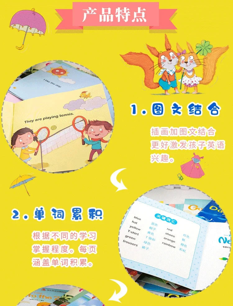 60 Books/Set Children's English Early Learning Picture Book Graded Reading Storybook Enlightenment Cognitive Tale Bedtime Story Good Vibrations