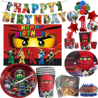 Ninja Them Birthday Party Decorations Kids Disposable Tableware Popcorn Paper Plates Balloons Cup For Boys Baby Shower Supplies Good Vibrations