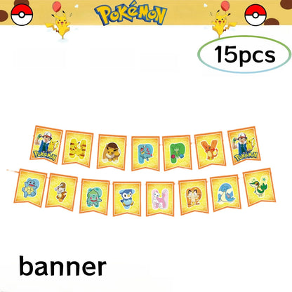 Pokemon Birthday Party Decorations Pikachu DIY Sticker Tableware Plate Tablecloth Baby Shower Kids Favors Gifts Party Supplies Good Vibrations