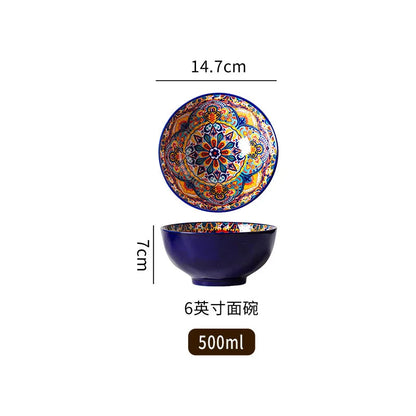 Ceramic Tableware Set Rice Bowl Serving Plate Creative Cutlery Soup Plate Noodle Handle Bowl Sauce Dish Steak Salad Fruit Plate Good Vibrations