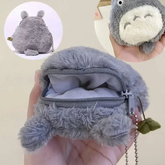 Anime Cute Cat Coin Purse Soft Plush Zipper Small Wallet for Kids Teens Girls Women Kawaii Data Cables Earphones Bag Key Pouch Good Vibrations