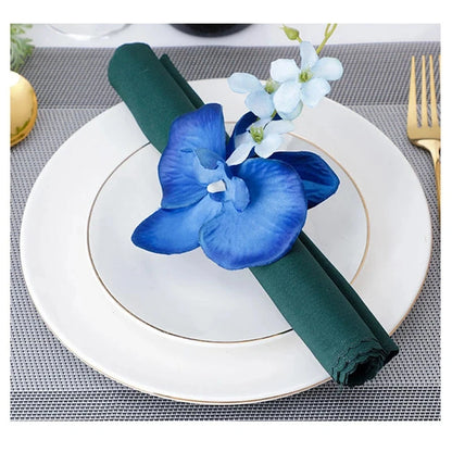 6PCS Handmade Orchid Flower Napkin Rings Blue Flower Holders Handcraft Serviette Buckles Rings For Wedding Table Decor Good Vibrations