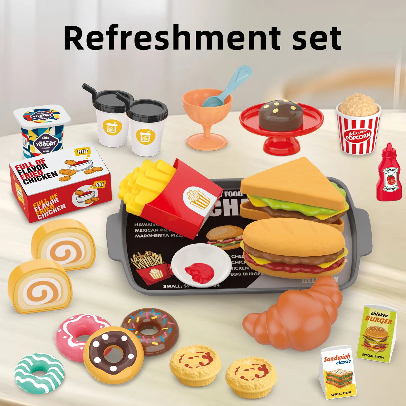 Children's toys: Pretend play, barbecue, fast food, pizza, sushi, afternoon tea, desserts, kitchen food, toy sets Good Vibrations