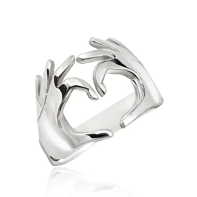 2026 New European and American Adjustable Heart Ring Couple Gift Boys  Popular Simple Finger  Accessories Wholesale Good Vibrations