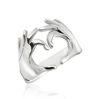 2026 New European and American Adjustable Heart Ring Couple Gift Boys  Popular Simple Finger  Accessories Wholesale Good Vibrations