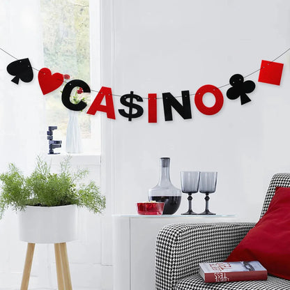 Casino Poker Birthday Theme Party Decorations Casino Happy Birthday Banner Poker Garland for Casino Night Poker Events Supplies Good Vibrations
