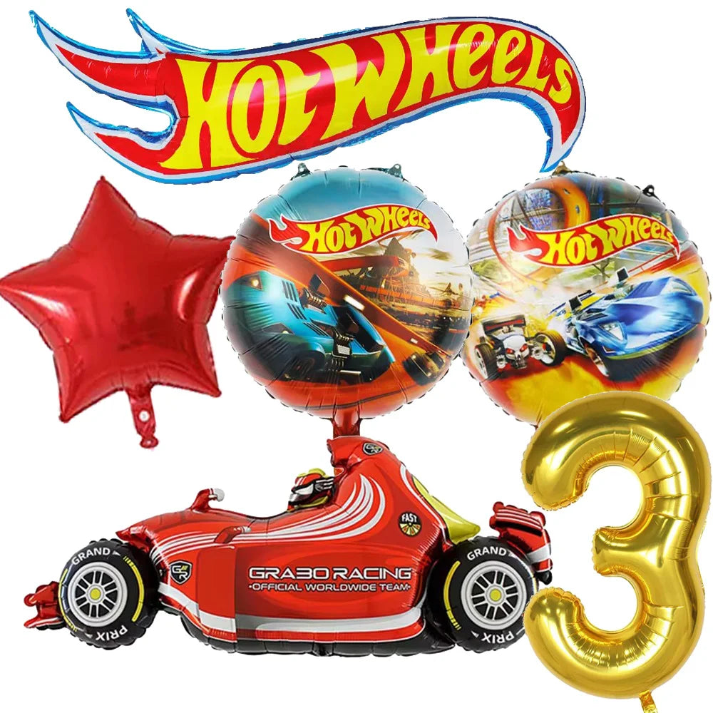 Car Kids Birthday Party Decoration Boys Birthday Supplies Paper Cup Plate Cutlery Cars Balloons Cake Flag Party Children's Gifts Good Vibrations