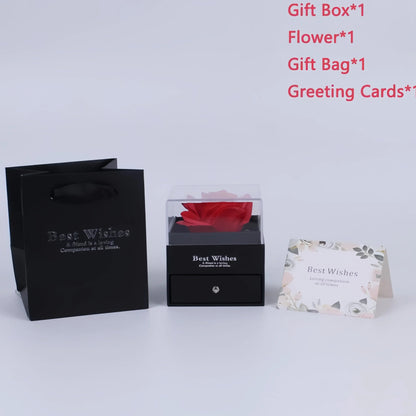 Women's Holiday Gifts Eternal Red Rose With Heart Necklace Flower Lipstick Gift For Mom Girlfriend Birthday From Daughter Sons Good Vibrations