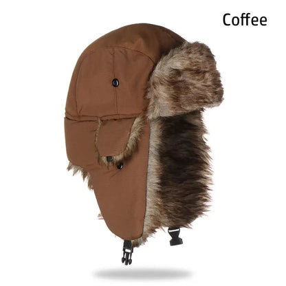 Men Women Trapper Bomber Hats Russian Ushanka Warm Winter Fur Earflap Hat Outdoor Sports Skiing Hunting Fishing Plush Cap Good Vibrations