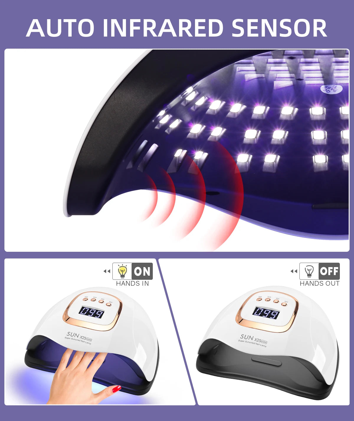 DianaBeauty 380W LED UV Lamp Dryer for Nails Gel Polish Drying Lamp with 4 Timer Setting Auto Sensor Professional Nail Light Good Vibrations