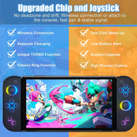 BT 5.2 Switch Joy Controller L/R RGB LED Joypad Gamepad For Nintend Switch/Oled/Lite Joystick with Dual Vibration 6-Axis Wake up Good Vibrations