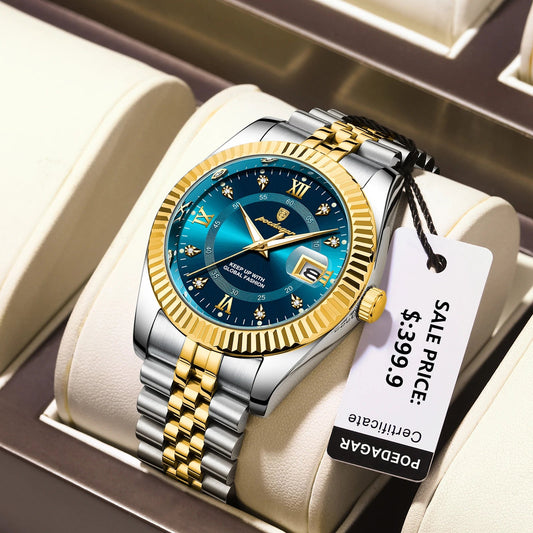 POEDAGAR Luxury Sport Wrist Watch For Man Waterproof Luminous Date Men Watch Quartz Stainless Steel Men's Watches Male Reloj+box Good Vibrations
