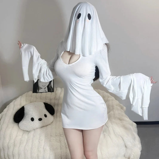 Ghost Girl Cosplay Costume Ghost Princess Holiday Cross Dressing Cosplay Costume Women's Two-Piece Slim Fishtail Halloween Skirt Good Vibrations