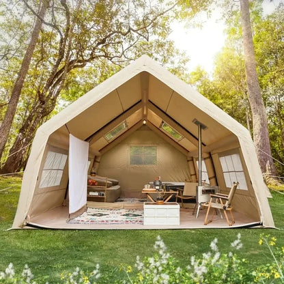 Inflatable Camping Tent, 15.5x11.7 ft, Mosquito Net, 4-Season Waterproof, Sunproof, Includes Pump, Family Outdoor Tent Good Vibrations