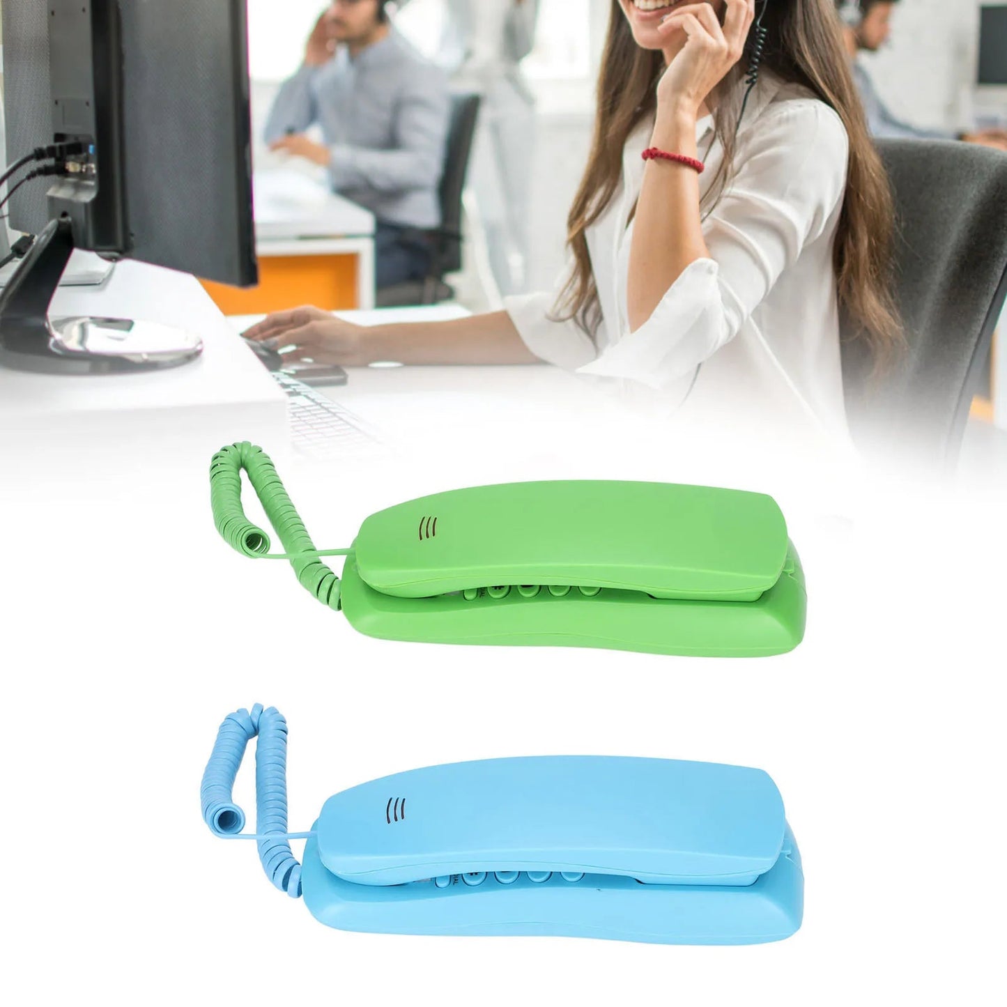 Landline Phone Wall Mountable Telephone Desktop Fixed Wired Phones with Mute Pause Function for Office Home Hotel Phone Good Vibrations
