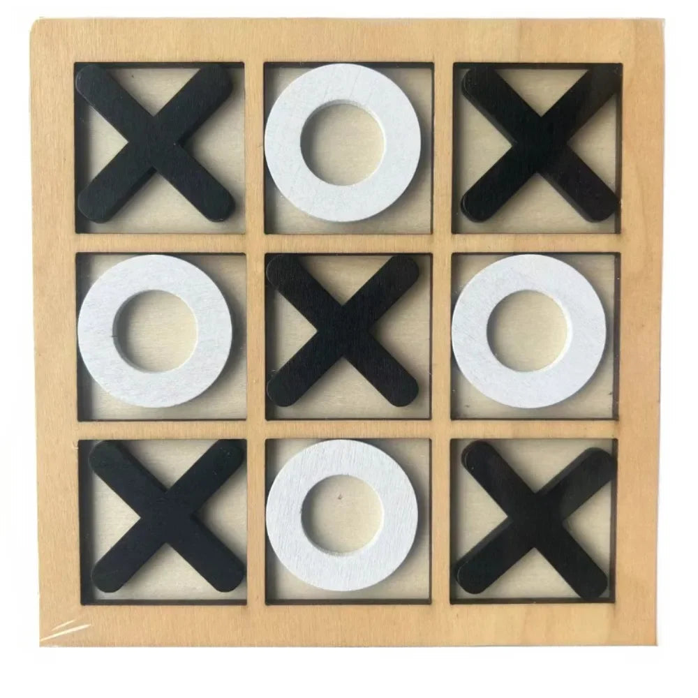 1PC Wooden Board Game Tic Tac Toe 9"x9" Table Toy for Kids Gifts Family Games Desk Decoration Board Game Good Vibrations