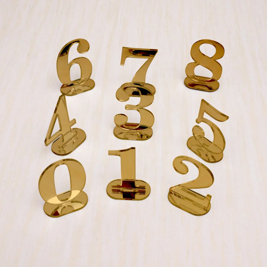 Numbers 1-10/1-20 Base Set Mirror Table Numbers Wedding Birthday Party Table Card Baby Shower Wedding Decoration Number Holder Good Vibrations