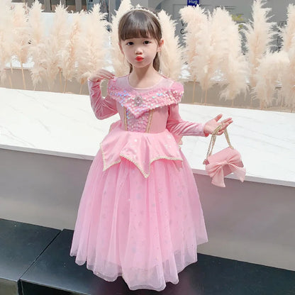 Halloween Costumes Kids Pink Girls Party Dresses Girl Aurora Princess Gown Sleeping Beauty Cosplay Costume Fantasy Disguise Sets Good Vibrations