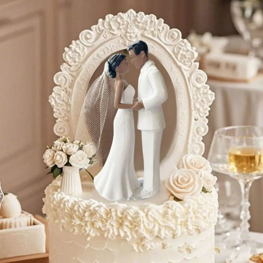 Anniversary Decoration Couple Wedding Cake Topper Elegant Creative Cake Toppers Dolls PVC White/Black Bride & Groom Figurines Good Vibrations