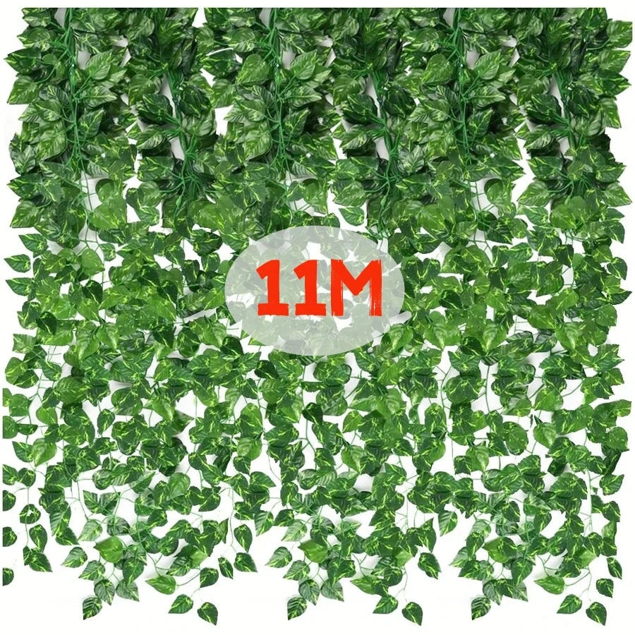 11/4.4M Artificial Plant Green Ivy Leaf Garland Fake Plant Creeper Hanging Vine Outdoor DIY Garden Wall Wedding Party Home Decor Good Vibrations