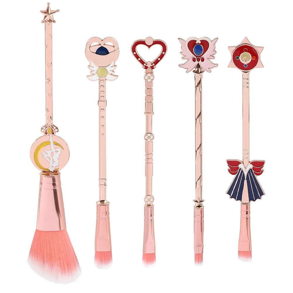 5pcs/set Kawaii Sailor Moon Makeup Brushes Kits Foundation Powder Blush Eyeshadow Kabuki Blending Make Up Brush Beauty Tools Good Vibrations