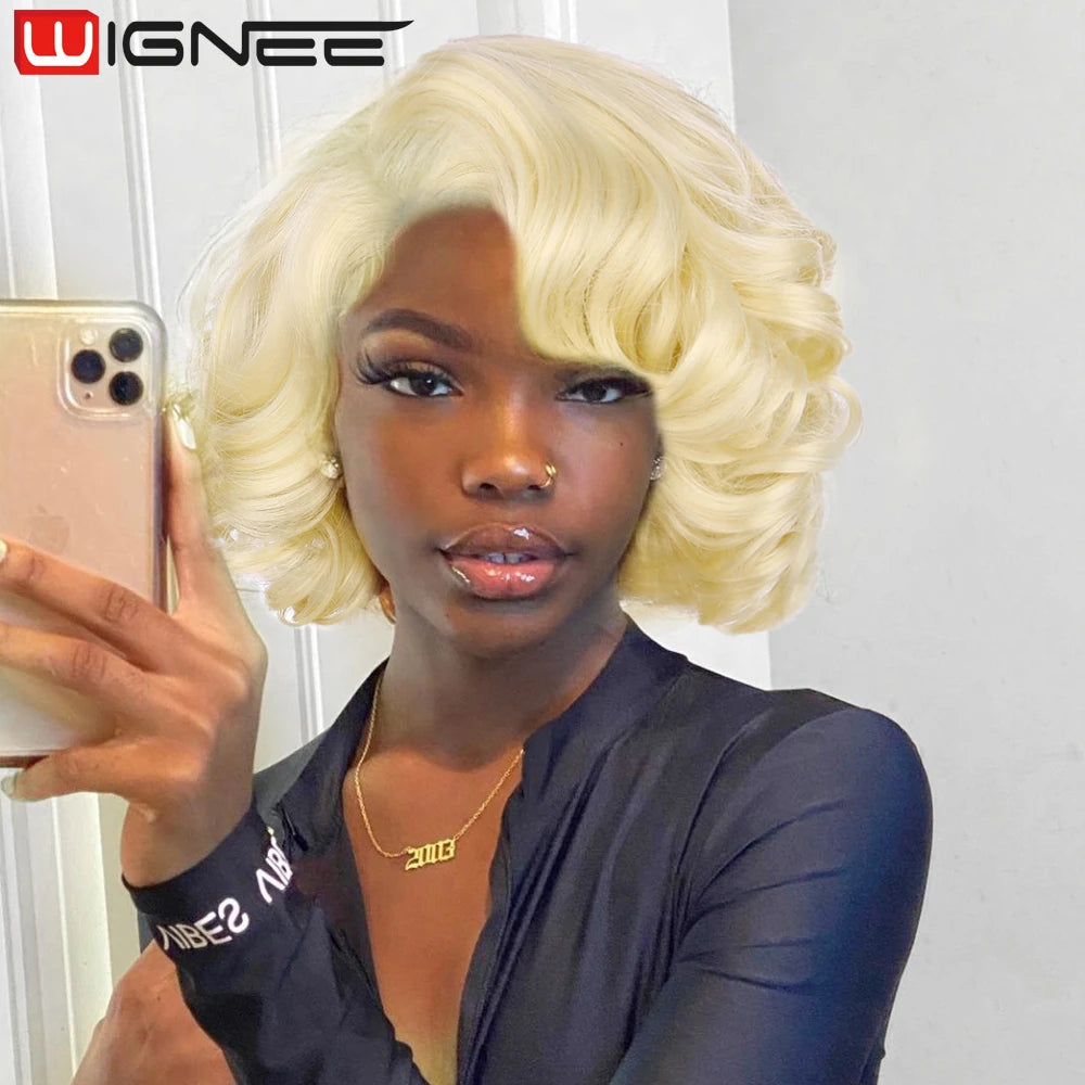 Wignee Body Wave Short Wig Brown Color Synthetic Hair Wigs For Women Side Part Wigs On Sale Clearance Cosplay Wig Daily Use Good Vibrations