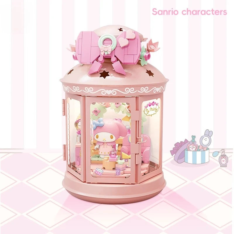 Sanrio Building Blocks Night Light Series Puzzle Assembly Kuromi Pochacco Kawaii Decorative Building Blocks Girl's Birthday Gift Good Vibrations