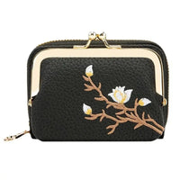 Women's PU Leather Short Wallet - Floral Pattern Large Capacity Purse with Money Hasp, Fashion Card Holder Coin Purse Good Vibrations