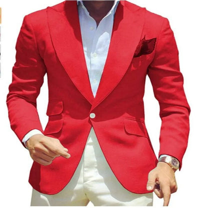 Pink Blazer for Men Peak Lapel Single Breasted Dinner Jacket Elegant Smoking Slim Fit Suit One Coat for Wedding/Business