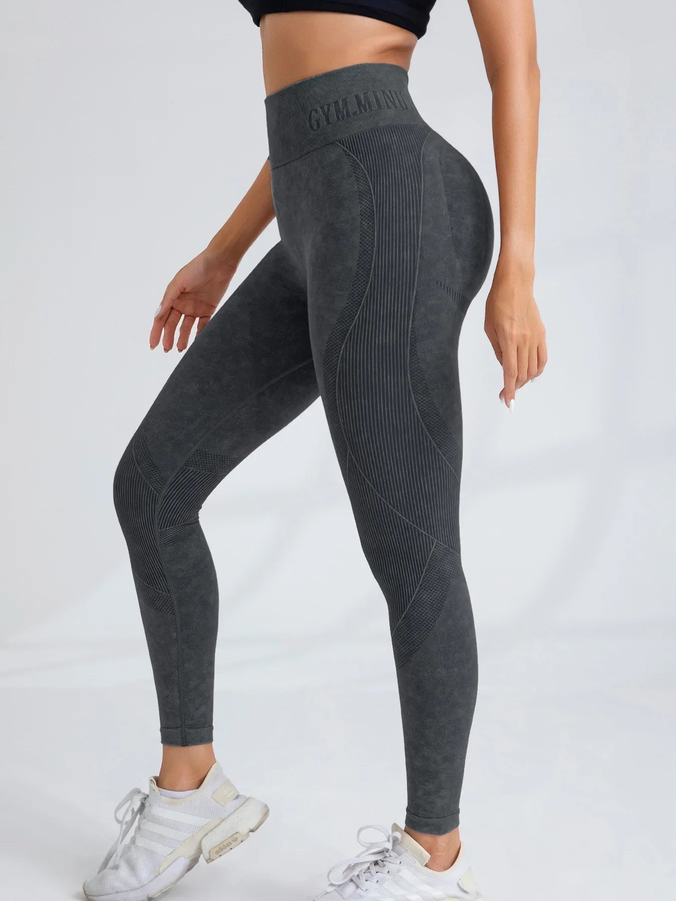 Women Seamless Gym High Waist Yoga Pants Hip Lifting Outdoor Sports Tight Waist Letter Sand Washed Pants Exercise Yoga Leggings Good Vibrations