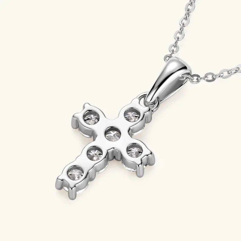 Cross Necklace Pendant Moissanite Diamond 925 Silver Woman Accessories Friendship Gift Catholic Christian Fine Jewelry Good Vibrations