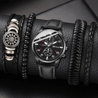 New Hip Hop Mens Fashion Watches Luxury Male Clock Wristwatch Sport MensWrist Watch Bracelet Set Relogio Masculino Good Vibrations