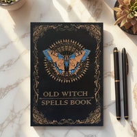 Ancient Magic Book with Intricate Golden Butterfly Cover & Mystical Symbols - Old Witch Spells Book for Wiccan Good Vibrations