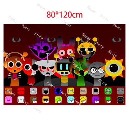 Incredibox Sprunki Birthday Party Decoration Sprunki Balloon Backdrop Cake Topper Split Sales Sprunki Birthday Party Supplies Good Vibrations