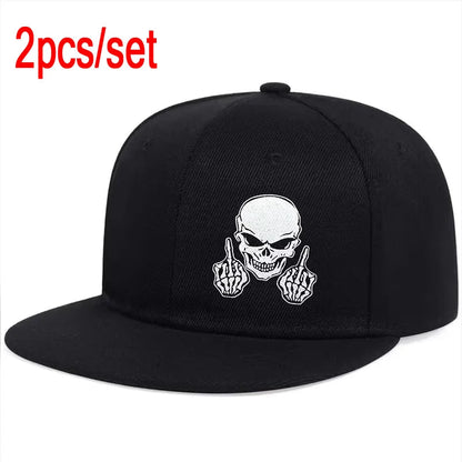 Unisex Skeleton Finger Embroidery Hip-hop Hats Spring Autumn Outdoor Adjustable Casual Baseball Caps Sunscreen Hat Good Vibrations
