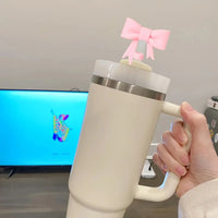 9pcs Accessories for Stanley 40oz Tumbler Cup Spill Proof Stopper 10mm Straw Cover Cap Silicone Boot Charm Chain Straw and Brush Good Vibrations Adult Super Store