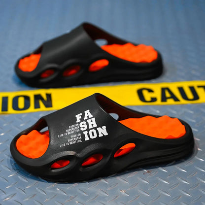 Men Fashion Massage Slippers Indoor/Outdoor Sandals Beach Flip Flop Thick Sole Male Slides Summer Non-Slip Men Shower Slippers Good Vibrations