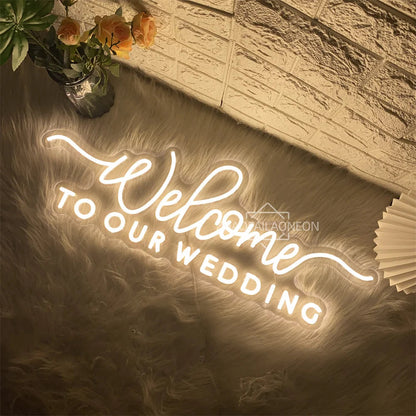 Welcome to our wedding Neon Led Sign Wall Hanging Wedding Party Room Decor Engaged Neon Lights USB Wedding Decoration Signs Good Vibrations