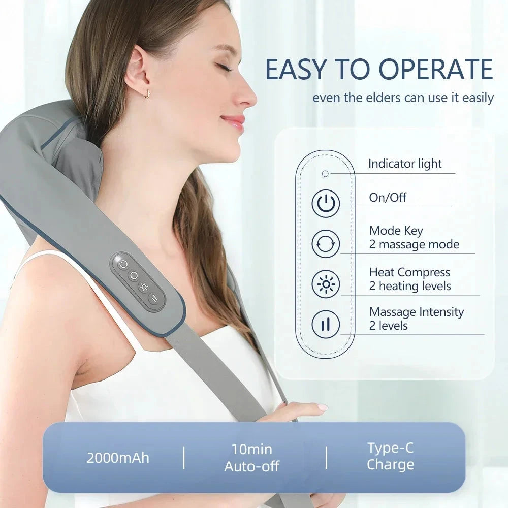 Foreverlily Wireless Neck And Back Massager Neck And Shoulder Kneading Massage Shawl Neck Cervical Relaxing Trapezius Massager Good Vibrations