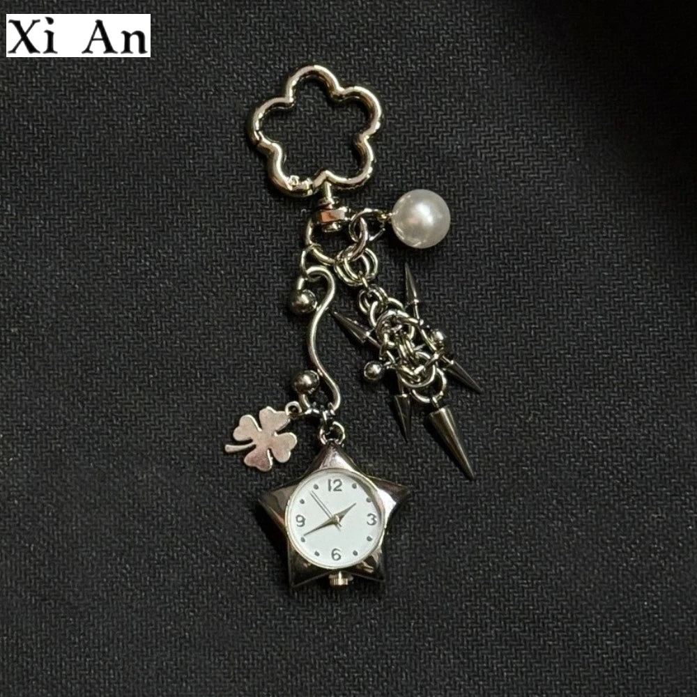 Original Hollow Heart Pocket Watch Chain keychain Design Steampunk Clock Vintage Necklace Pendant Jewelry Watch Men Women Gift Good Vibrations