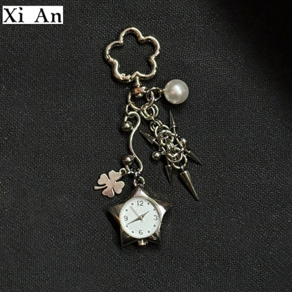 Original Hollow Heart Pocket Watch Chain keychain Design Steampunk Clock Vintage Necklace Pendant Jewelry Watch Men Women Gift Good Vibrations