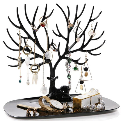 Jewelry Display Stand Tray Tree Storage Racks Earrings Necklaces Rings Jewelry Boxes Case Desktop Organizer Holder Make Up Decor Good Vibrations