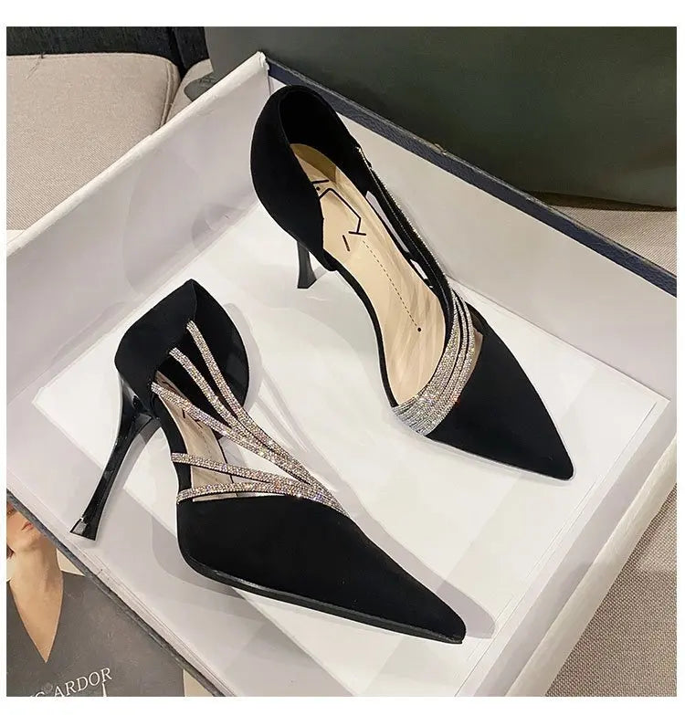 Women Evening Party High Heels New  Pumps Elegant Ladies Pointed To Black  Strappy Stripper Shoes for Women Good Vibrations