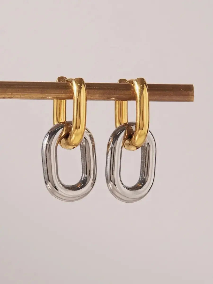 304 stainless steel circle solid-color earrings, vacuum electroplated (in the furnace), 18K gold plated, simple style classic ea Good Vibrations