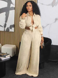 Women's Two Pieces Set Fall Fashion Wear Shirt Type Blouse and Straight Trouser Elegant Casual Pant Sets Wholesale Dropshipping Good Vibrations