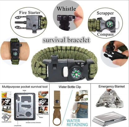 Survival Kit military Camping Multifunction Defense Equipment First Aid SOS for Wilderness Adventure With knife Thermal Blanket Good Vibrations